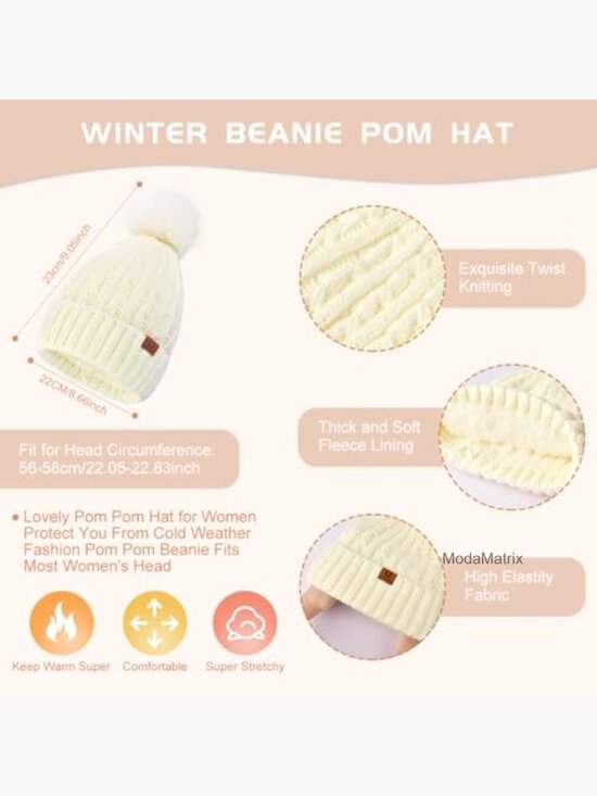 Winter Beanie Hat Scarf Gloves Set Fleece Lined Pom Pom Touchscreen 3 in 1 main image 5